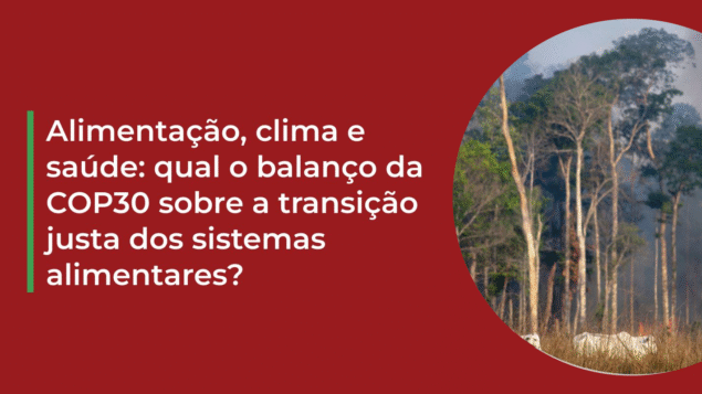 Seminário “Alimentação, clima e saúde: qual o balanço da COP30 sobre a transição justa dos sistemas alimentares?”